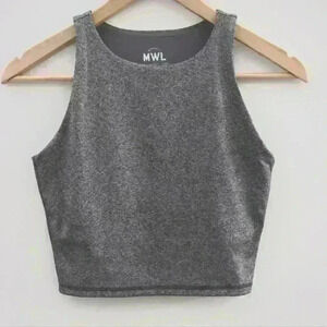 MADEWELL | Gray Textured Sport Crop Top  w/ Built in Bra Size Small